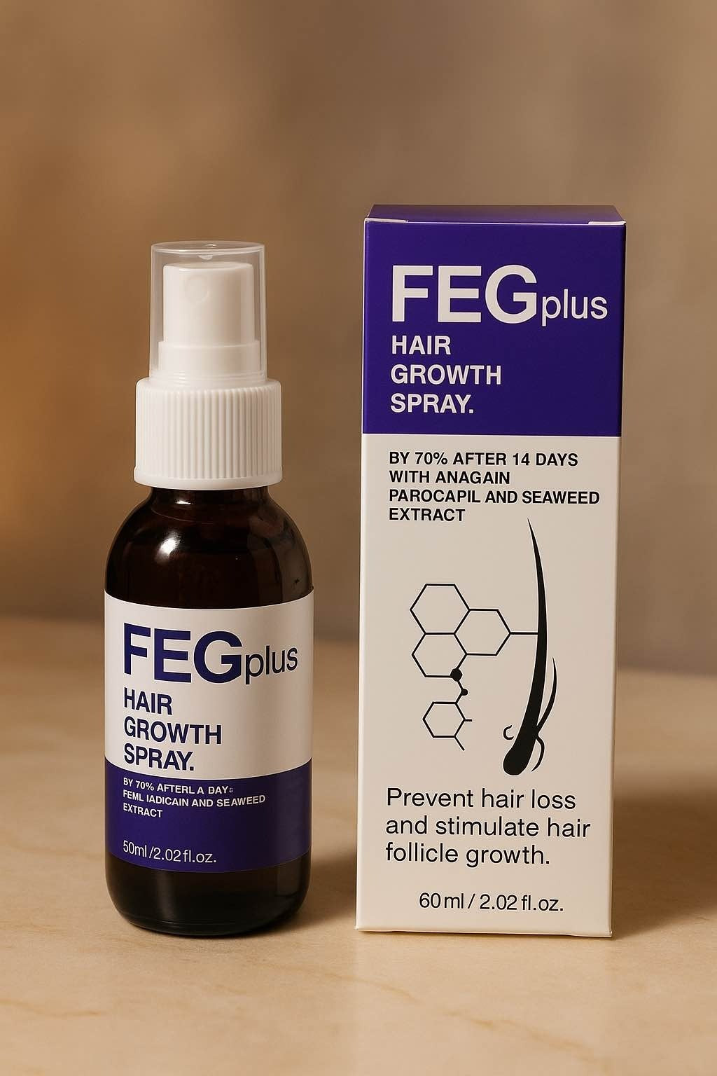 FEG PLUS Hair Growth Serum & Spray 50ml – Advanced Formula for Stronger, Thicker Hair for Men & Women