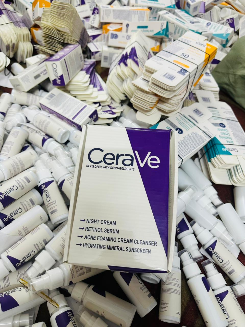 CeraVe 4-in-1 Skincare Kit – Acne Cleanser, Retinol Serum, Night Cream & SPF 50 Sunscreen