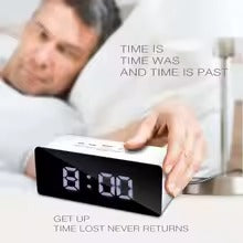 Smart LED Mirror Alarm Clock – Time & Temperature