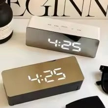 Smart LED Mirror Alarm Clock – Time & Temperature