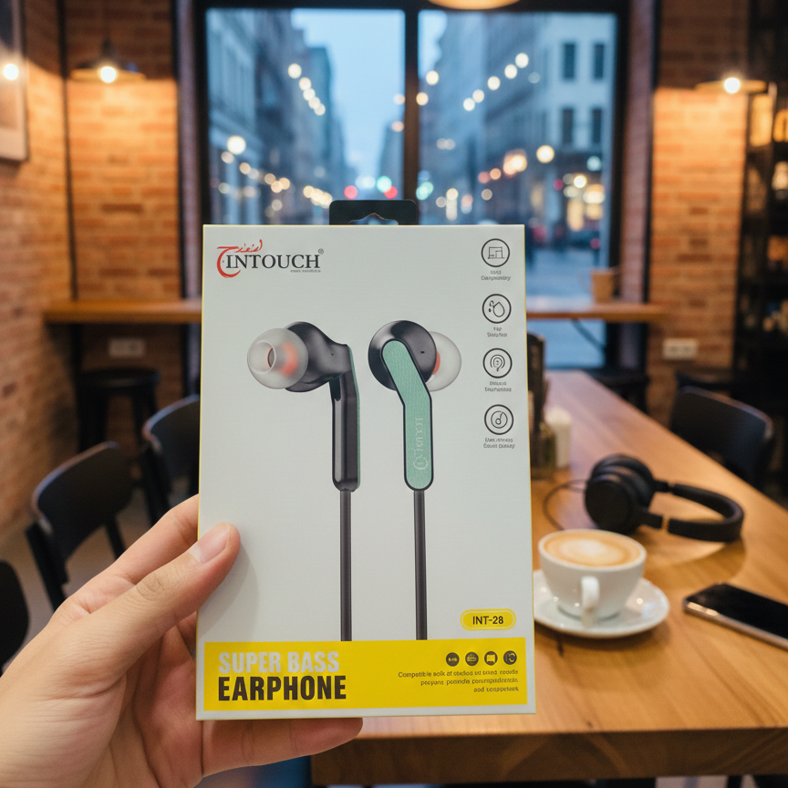 Super Bass INT-28 Earphones – 3.5mm Wired Audio Earbuds