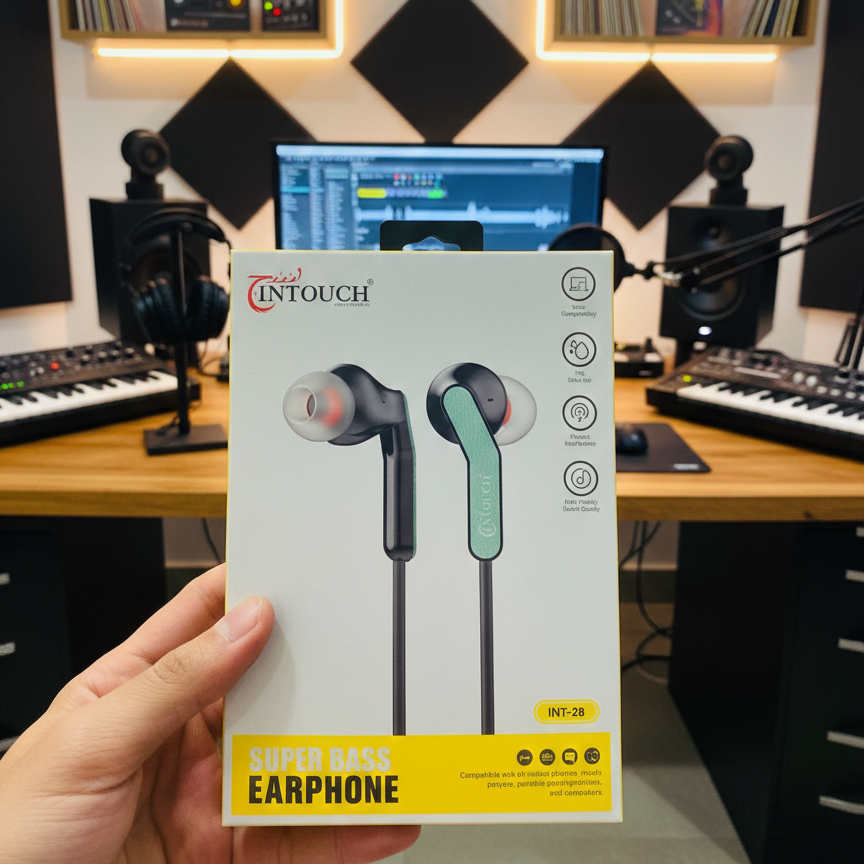 Super Bass INT-28 Earphones – 3.5mm Wired Audio Earbuds
