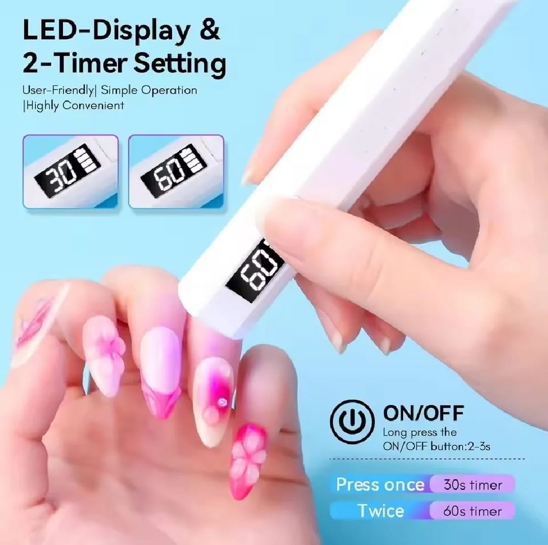 UV Light for Gel Nails – Portable USB LED/UV Nail Dryer with LCD & Timers