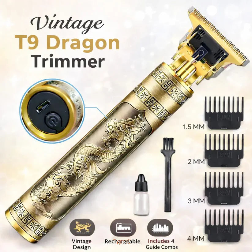 T9 Gold Hair Trimmer – Vintage Dragon Shape Professional Beard & Body Trimmer
