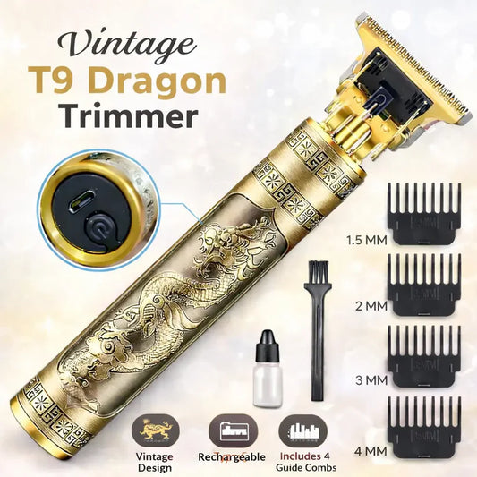 T9 Gold Hair Trimmer – Vintage Dragon Shape Professional Beard & Body Trimmer