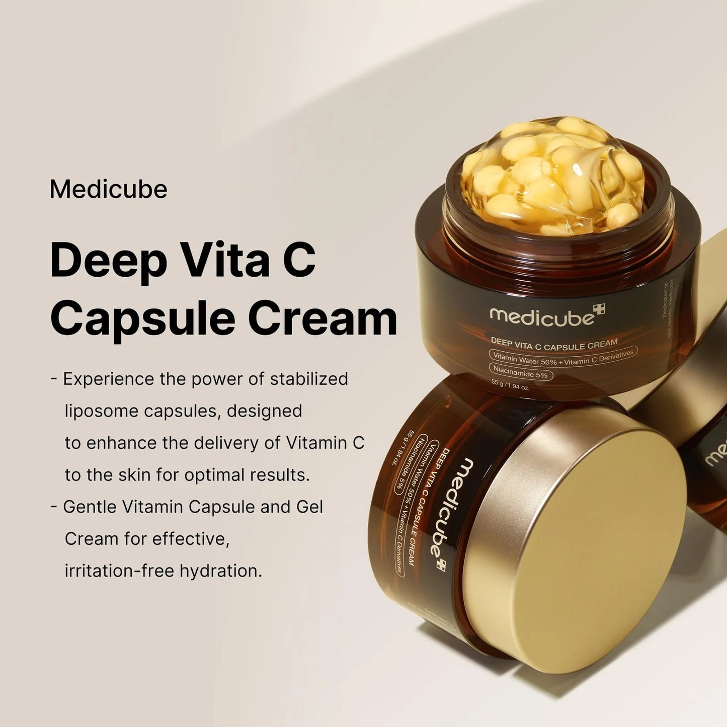 Medicube Deep Vita C Capsule Cream – Brightening, Anti-Aging & Glowing Skin Moisturizer (55g)