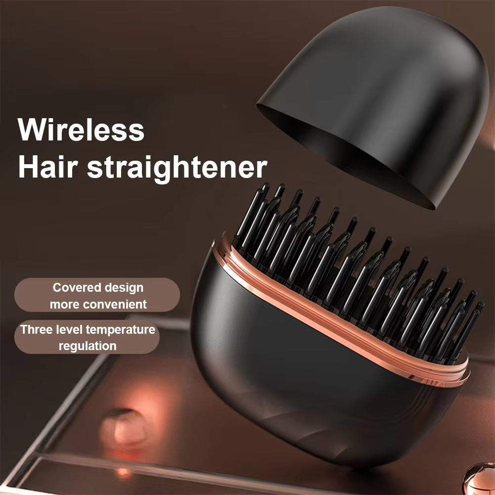 Mini Wireless Hair Straightening Comb – Portable Rechargeable Styling Brush for Smooth, Frizz-Free Hair