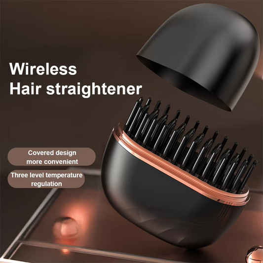Mini Wireless Hair Straightening Comb – Portable Rechargeable Styling Brush for Smooth, Frizz-Free Hair