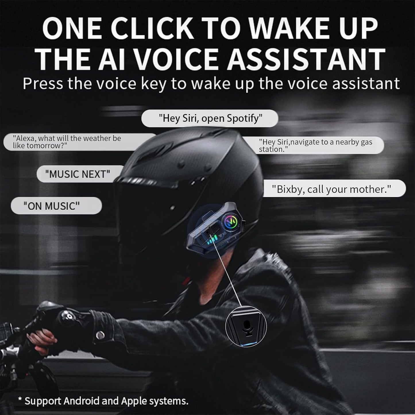 Motorcycle Helmet Bluetooth Headset 5.3 – Noise Reduction & Waterproof